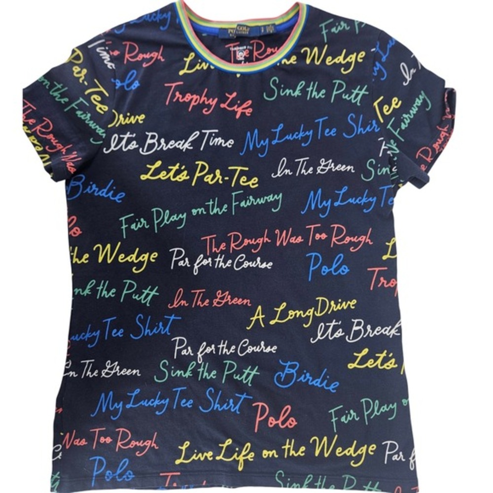 Polo Golf Ralph Lauren Tailored Fit Wicking S/P women's blue crew neck lettering